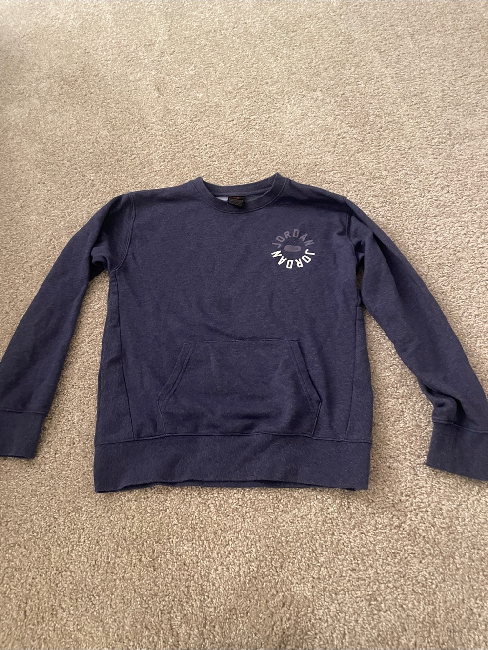 Jordan Boys Navy Crew Sweatshirt with Small Chest Logo Size L